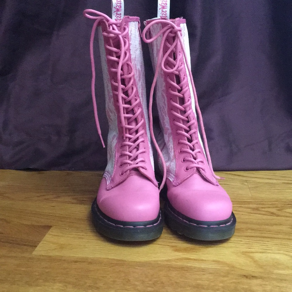 Doc martens Pink with lace detail